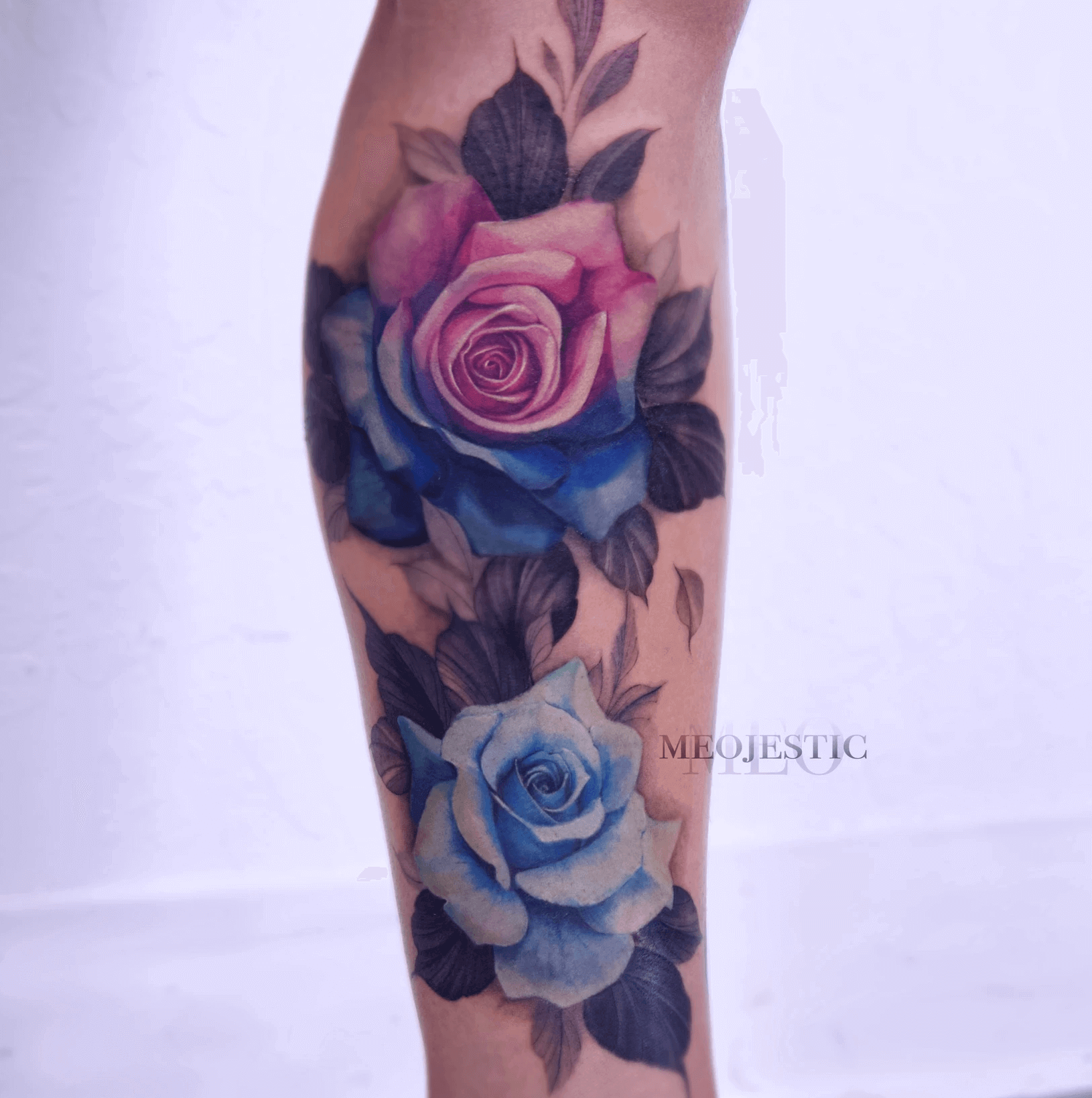 flower color realism style tattoo by Meo