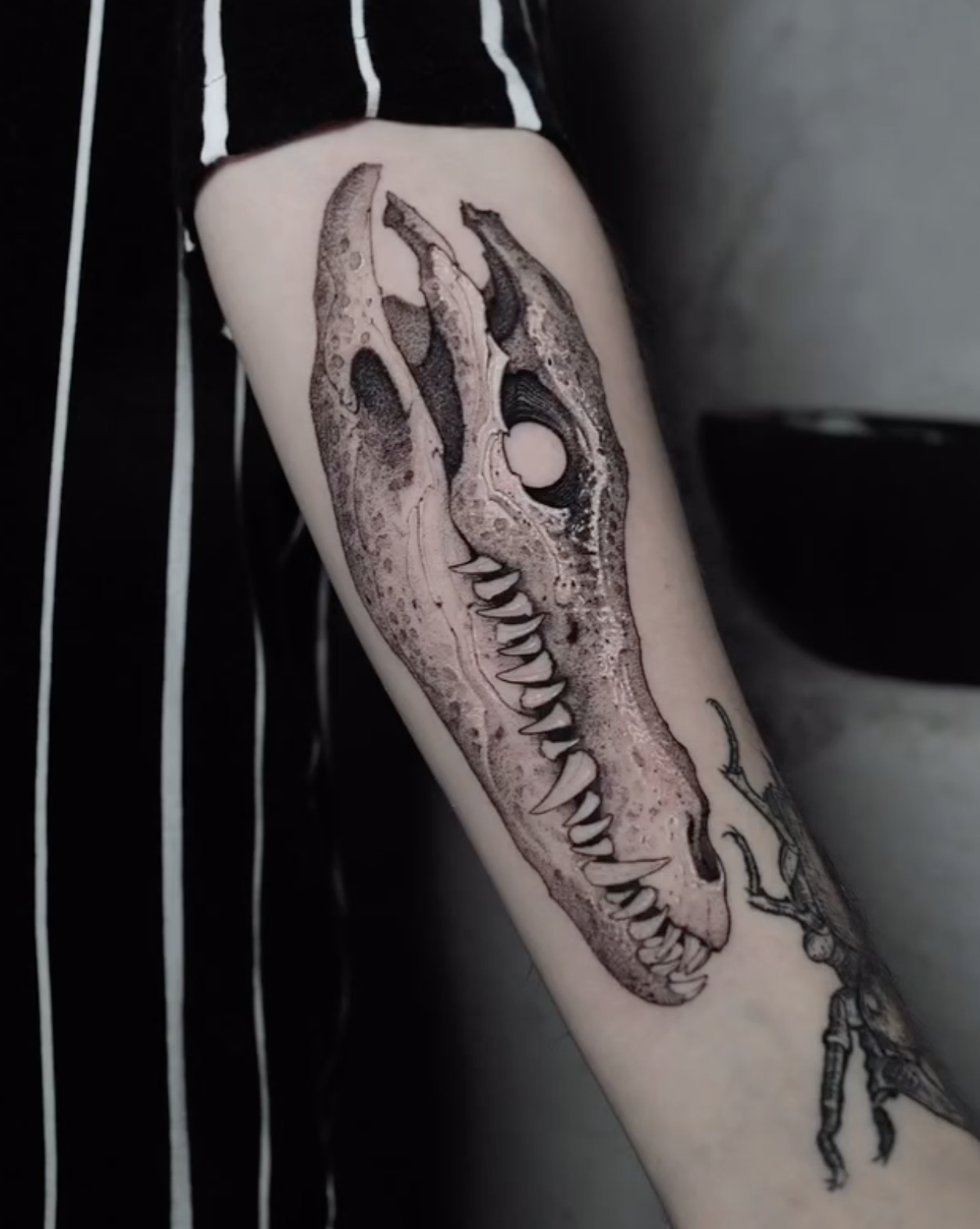 skull realistic style tattoo by Strokin Dark