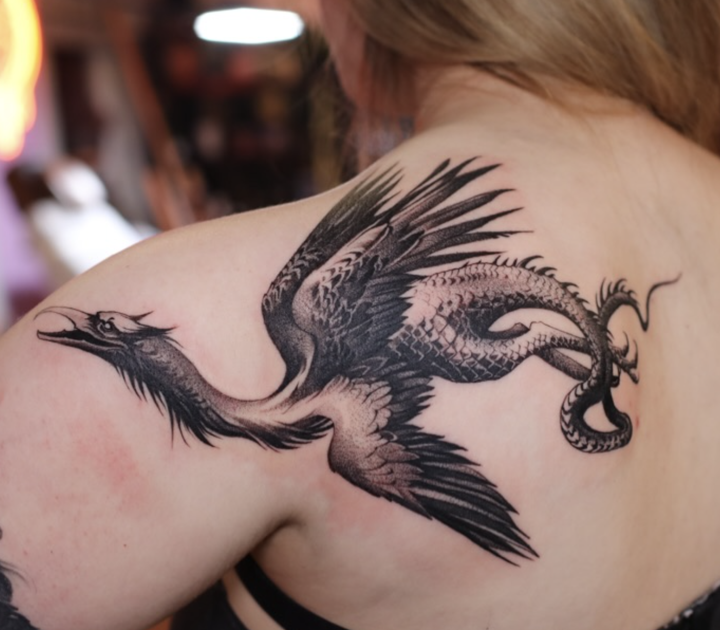 dragon traditional style tattoo by Strokin Dark