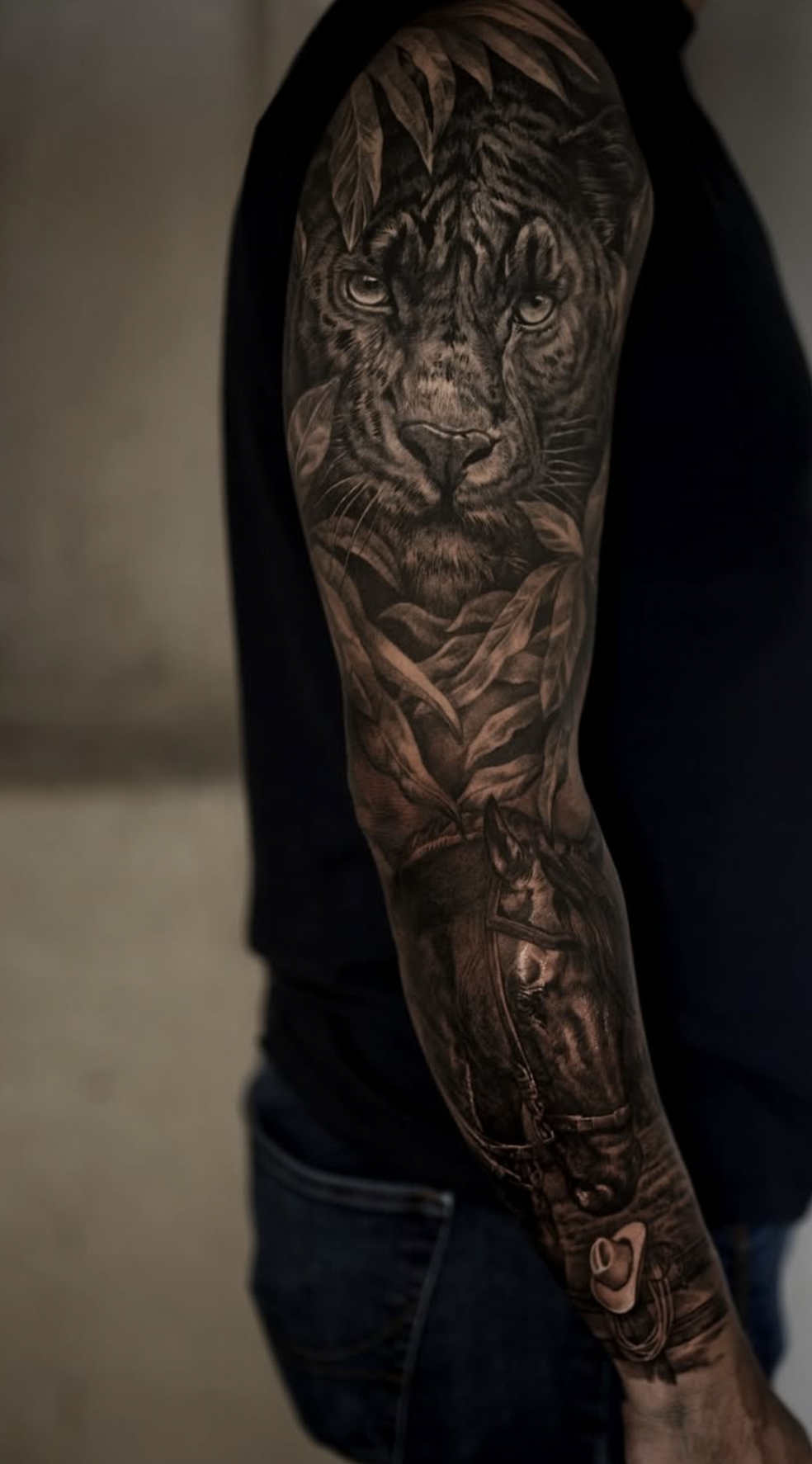 tiger realism style tattoo by Polina Cohen
