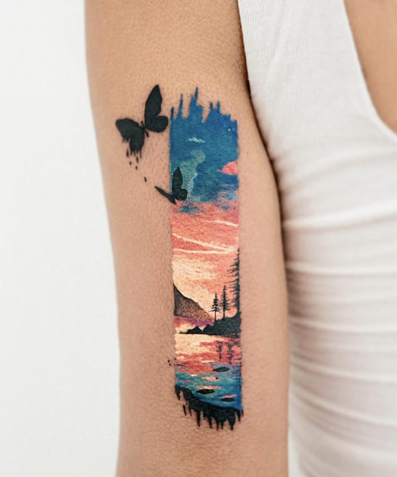 tree watercolor style tattoo by Avis
