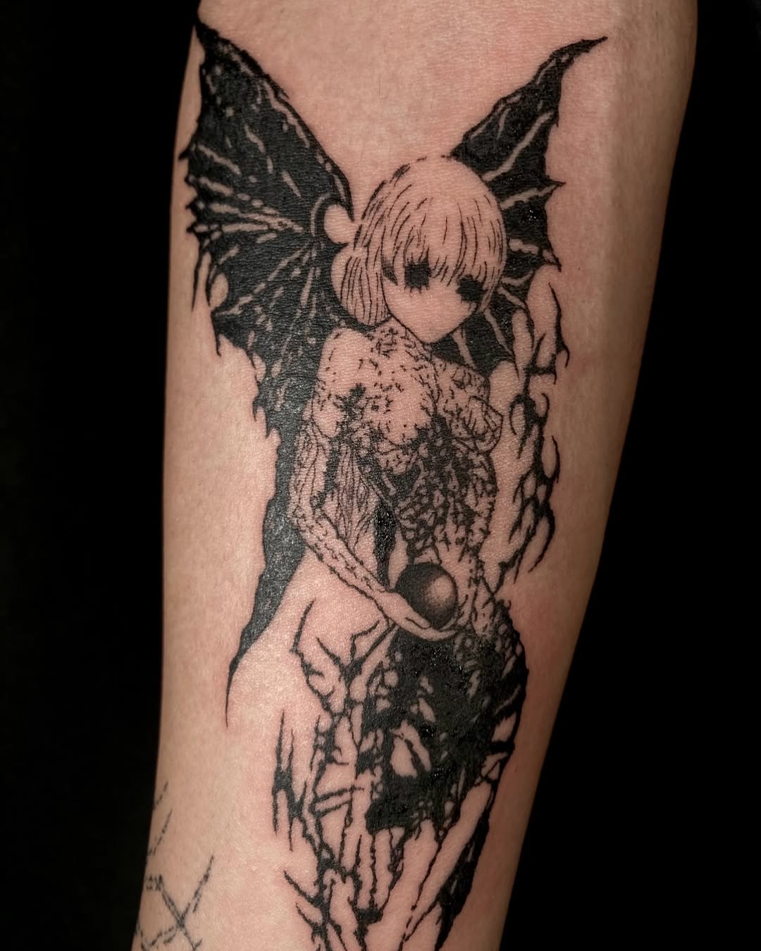 blackwork style tattoo by Elizah