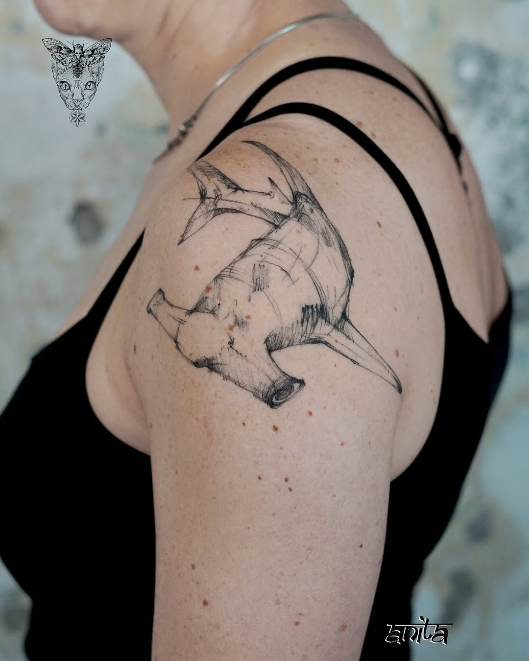 sketch style tattoo by Anita Rossi
