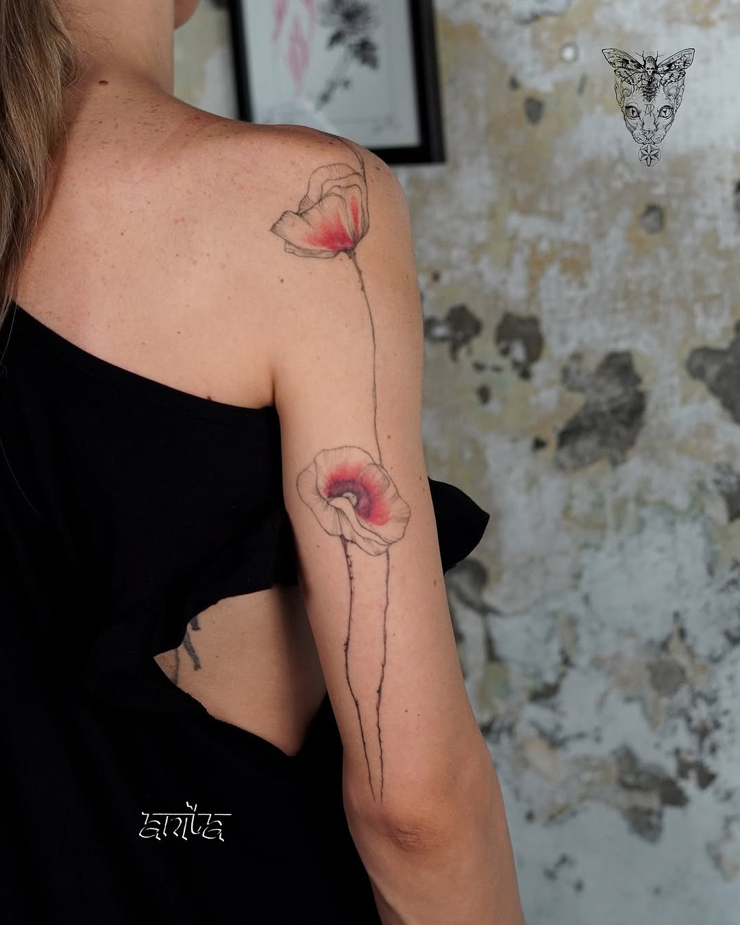 fine line style tattoo by Anita Rossi