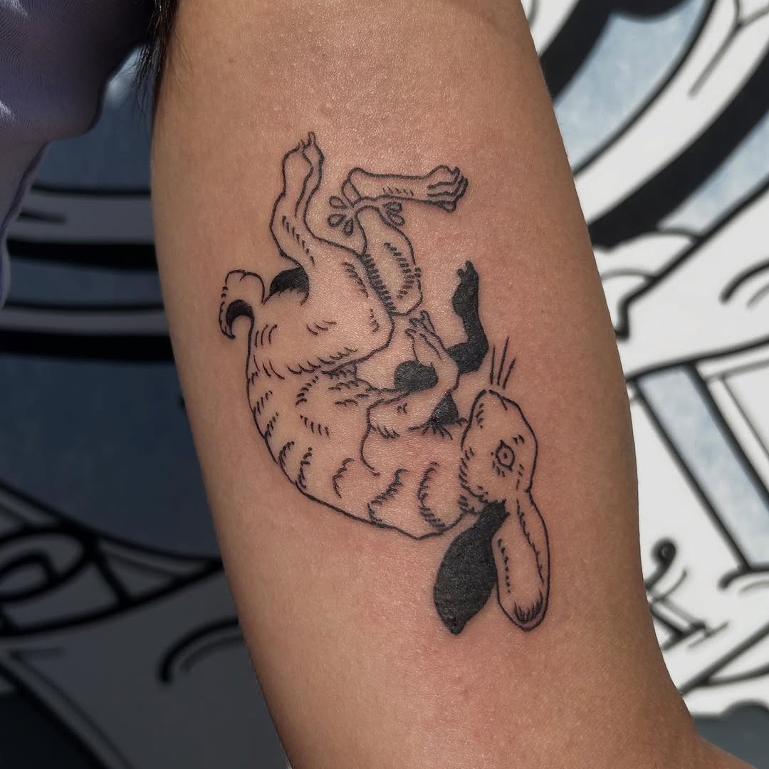 rabbit and animal traditional style tattoo by nana esguerra