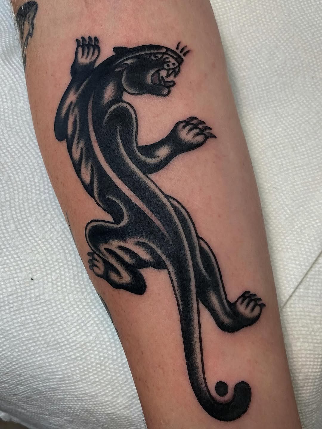 panther and animal traditional style tattoo by Sean Patrick