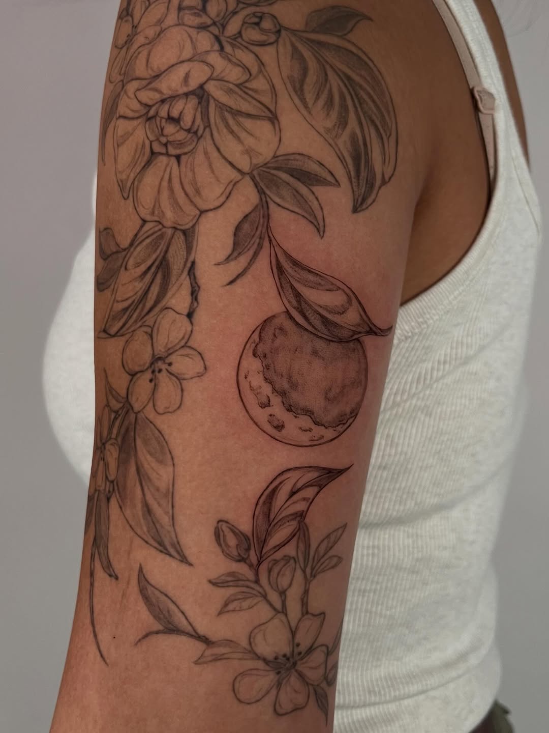 plant and flower botanical style tattoo by Teattoos