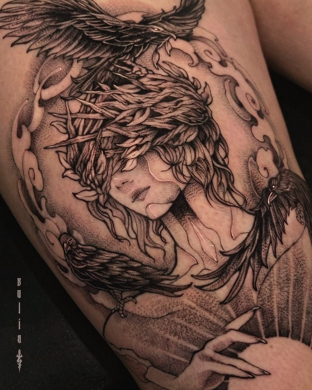 blackwork style tattoo by Patrick