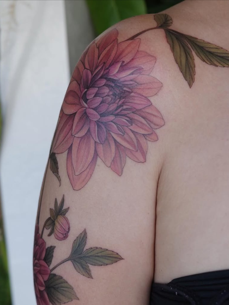 botanical style tattoo by ELLA COOSE