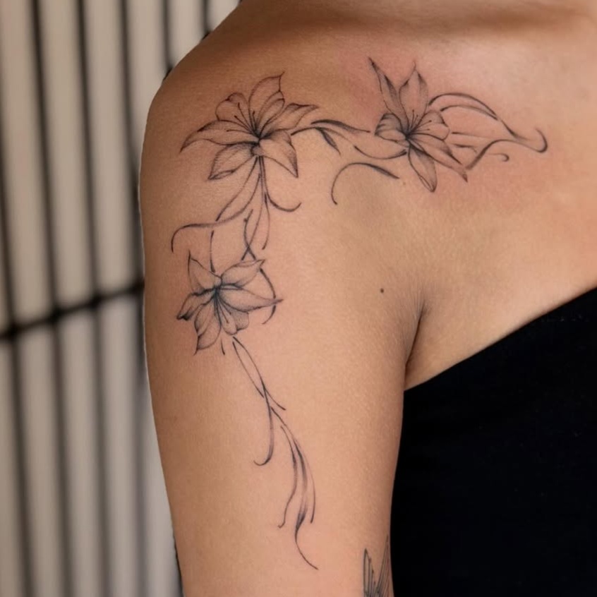 fine line style tattoo by Brandon Chiu