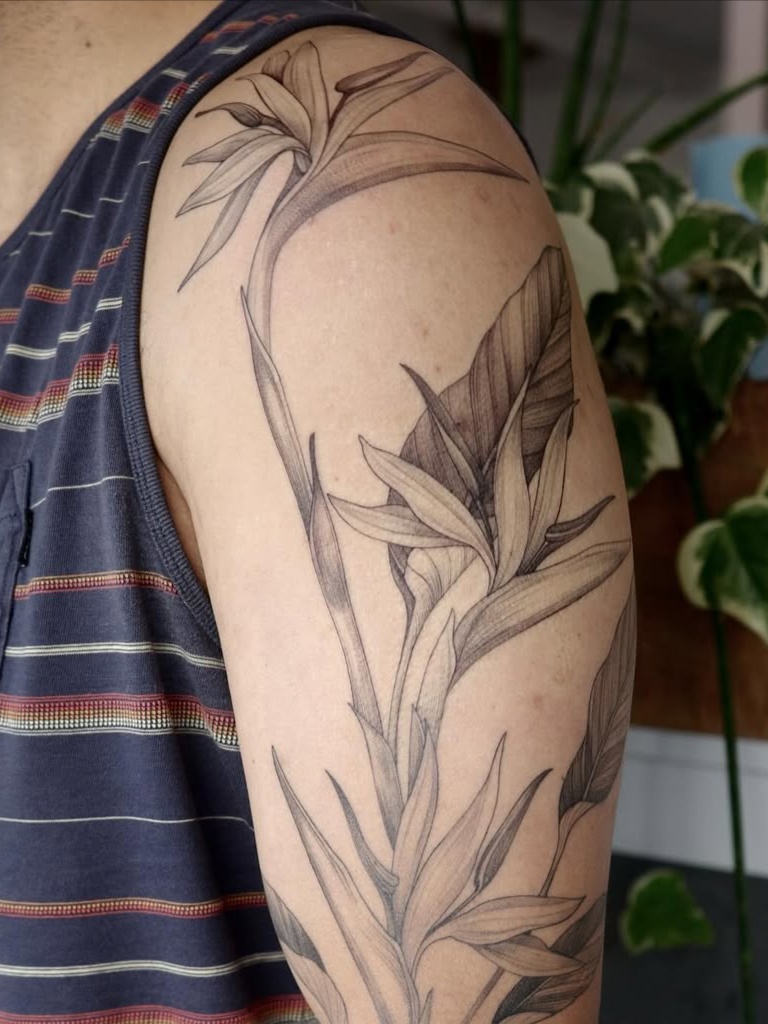 botanical style tattoo by ELLA COOSE