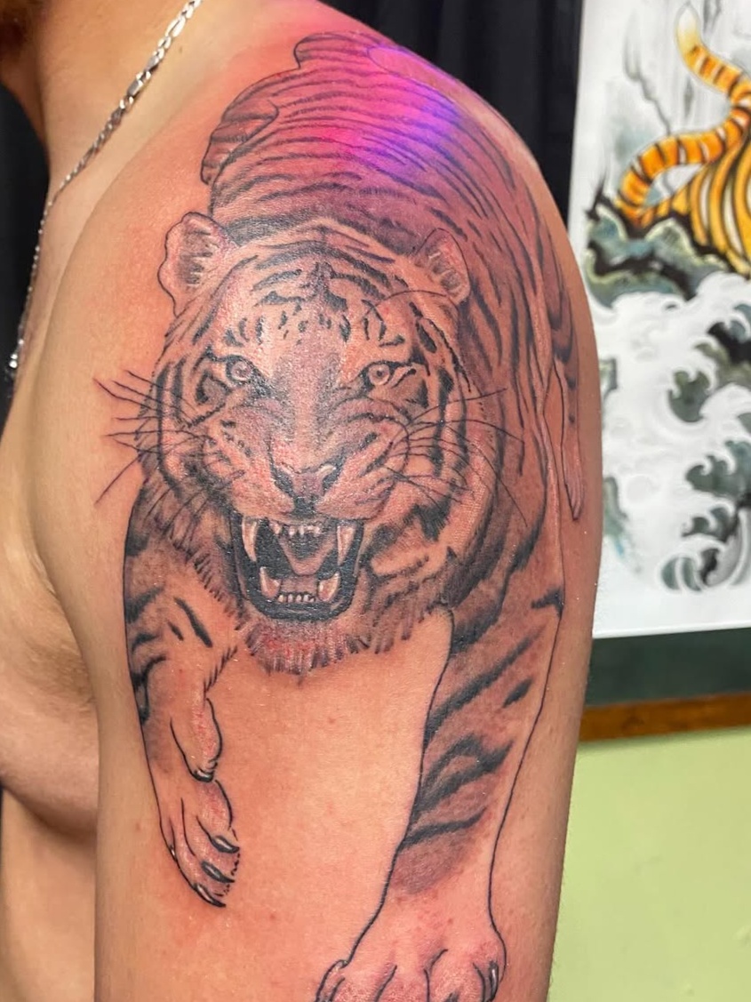 Ferocious Tiger Shoulder Art